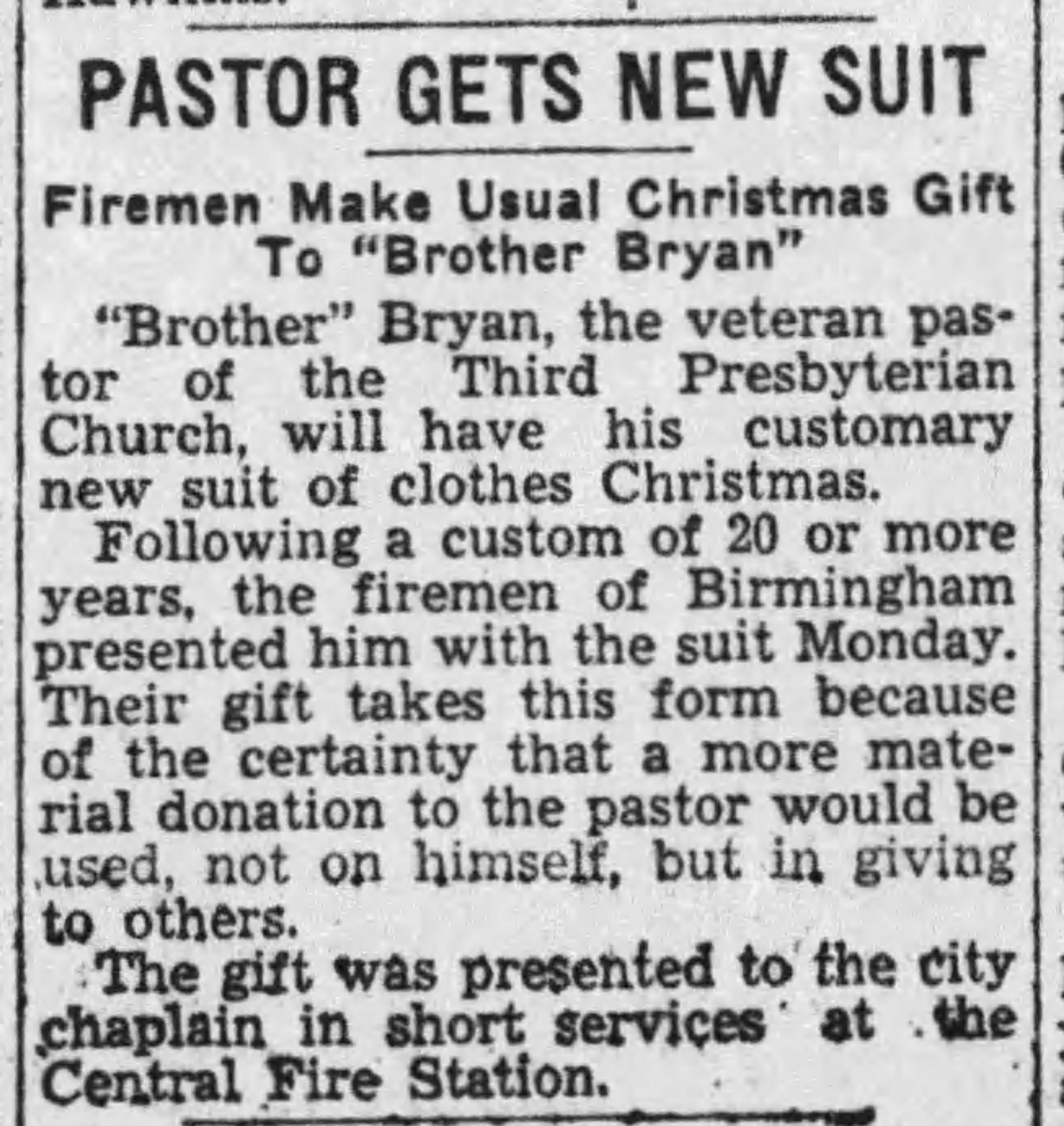 Pastor Gets New Suit